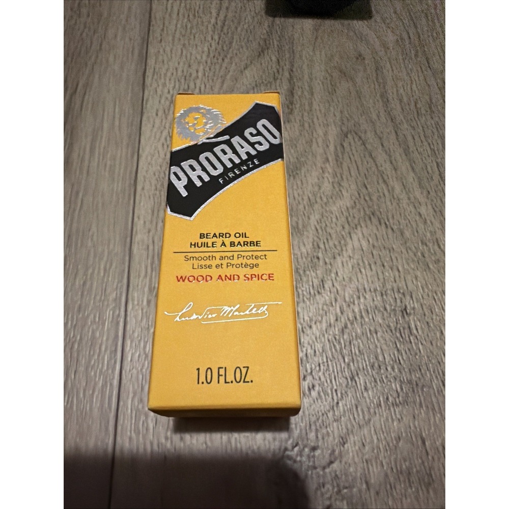 New PRORASO Single Blade Wood and Spice Italian Beard & Mustache Oil For Men